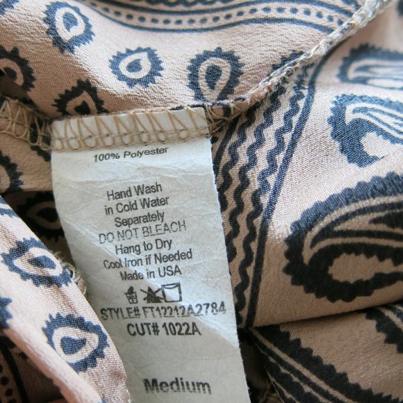 Mendocino Paisley Print Tie Back Sleeveless Peplum Top Blouse - Size Medium - Picture 7 of 7